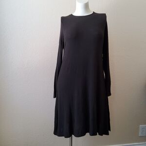 Eileen Fisher Long Sleeve Jersey Knit Shift Dress Size L Brown